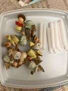 Wood candle holders, advent calendar w/angels, other mini wooden angels