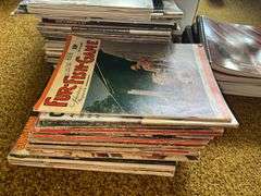 RIA catalogs, American Rifleman mags, 1946 Fur,Fish,Game magazines, lots of other old mags and a box of paper targets
