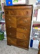 Walnut waterfall front chest of drawers and nightstand dresser is 18d x 32l x 54h NO CONTENTS