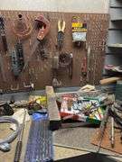 All tools on benchtop EXCLUDING VISE-bits, washers, torch, metal product drawers, torque wrench, etc