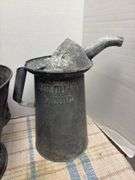 Coal bucket, bulk oil can and brass bell