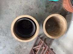 2 Ceramic planters 12" tall x 15" round