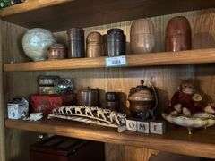 Assorted wood trinket boxes, angels, figurine items