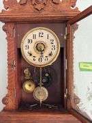 Antique oak kitchen clock w/ alarm 14 wide x 23 tall