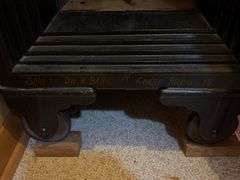 Antique Victor Safe & Lock Co Cincinnati, O. 18 x 18 x 29 on wheels, marked Sold by Dr W Barb?? Cedar Rapids, Ia. BRING STRONG HELP!