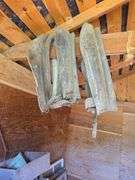 Plethora of old horse harness, collars, hames w/ brass knobs etc...