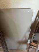 Tan/Grey square card table and 4 chairs