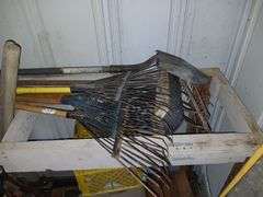 Yard and garden tools-pick, shovels, forks, rakes etc.