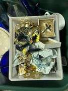 3 totes of Hallmark ornaments, glassware, pictures and frames etc...