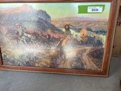"The Jerkline" Charles Russell print 26 x 18