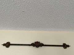 80" antique curtain rod and modern lace curtains