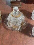 Ironstone platter and casserole dish, gold edged Berry set, covered butter, C& S