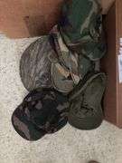 Army surplus clothing, gloves, hats, sleeping bag