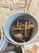 4 buckets and a box of farm iron