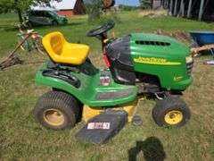 John Deere L100 riding mower 42" deck, SN 100Aa141171, hood broken, runs and mows