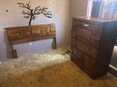 Four drawer dresser and matching full-size headboard