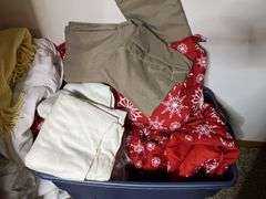 Feather pillows, blankets, linens, large tote and MORE