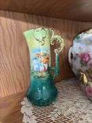 Handpainted china, berry set, juice reamer, pitchers, chamber pot, and more