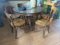 Antique dining room table with 6 chairs