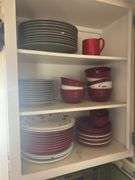 Ceramic dishes, and lots of drinking glasses