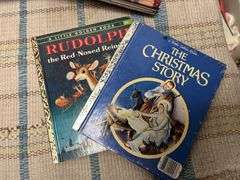 Christmas themed books, some Little Golden Christmas books
