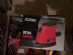 Two detail sanders and pads, 1/3 sheet sander and sanding sheets