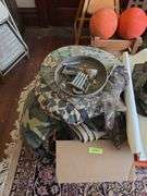 Dip nets, fishing pole, targets, shotgun cleaning kits, camo, etc
