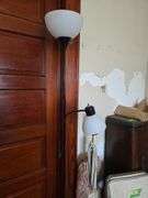 Upright vac, step stool and floor lamp