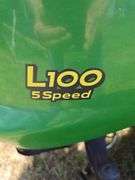 John Deere L100 riding mower 42" deck, SN 100Aa141171, hood broken, runs and mows