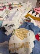 Printed fabric table linens and aprons