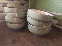 Ceramic dishes, and lots of drinking glasses