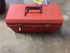 Red toolbox with tools