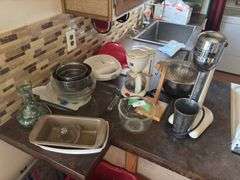 Malt mixer, assorted kitchen, baking items, stainless steel