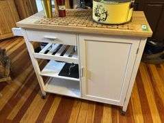 Rolling butcher block style kitchen island with storage - 38 x 35 x 19