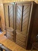 Two matching oak armoire cupboards 25 x 18 x 60