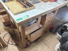 Large router table includes router and lots of router bits - try to come at the end - may need disassembled to remove