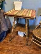 Antique parlor table and oak chair