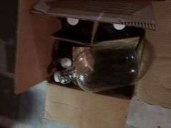 8 clear glass 1 gallon bottles, appear new