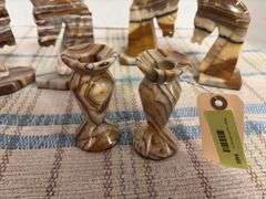 Agate bookends and candleholders