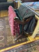 quilt rack and blankets