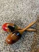 Rain stick, mini banjo, harmonica and maracas