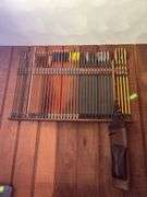 36 +/- mostly wood shaft traditional arrows and large quiver