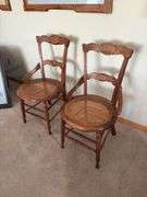 Walnut cane seat dining chairs, have been refinished by Schanz Furniture. Your bid x 2