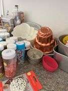 Variety of cake decorating supplies, candies, pans etc...