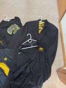 6 hangers of Hawkeye apparel, light coats/jackets most XXL