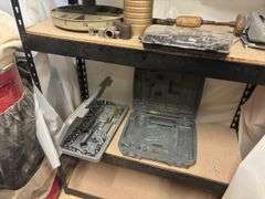 Metal shelf and all contents includes drillbit indexes socket set