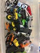 Matchbox style cars, 2 small totes
