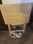 Ironing board, large iron and tv tray