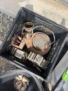 Fireplace tool set, wood holder, coal bucket, two stove fans, cast-iron tea kettle