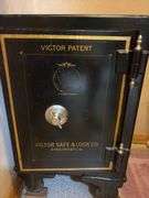 Antique Victor Safe & Lock Co Cincinnati, O. 18 x 18 x 29 on wheels, marked Sold by Dr W Barb?? Cedar Rapids, Ia. BRING STRONG HELP!